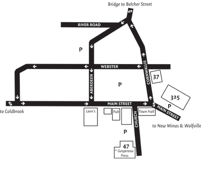 Map of Kentville -- Directions to Gaspereau Press